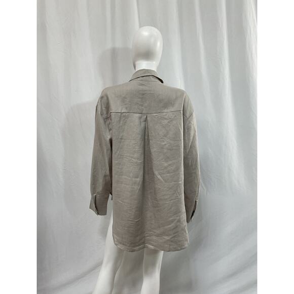 Enza Costa Grey French Linen Shirt Size 2 - Picture 3 of 5